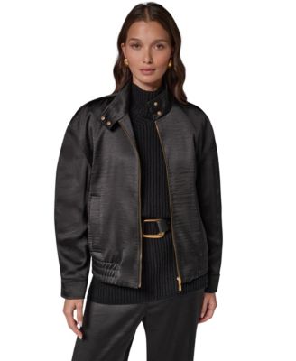 Women's Dropped-Shoulder Satin Bomber Jacket