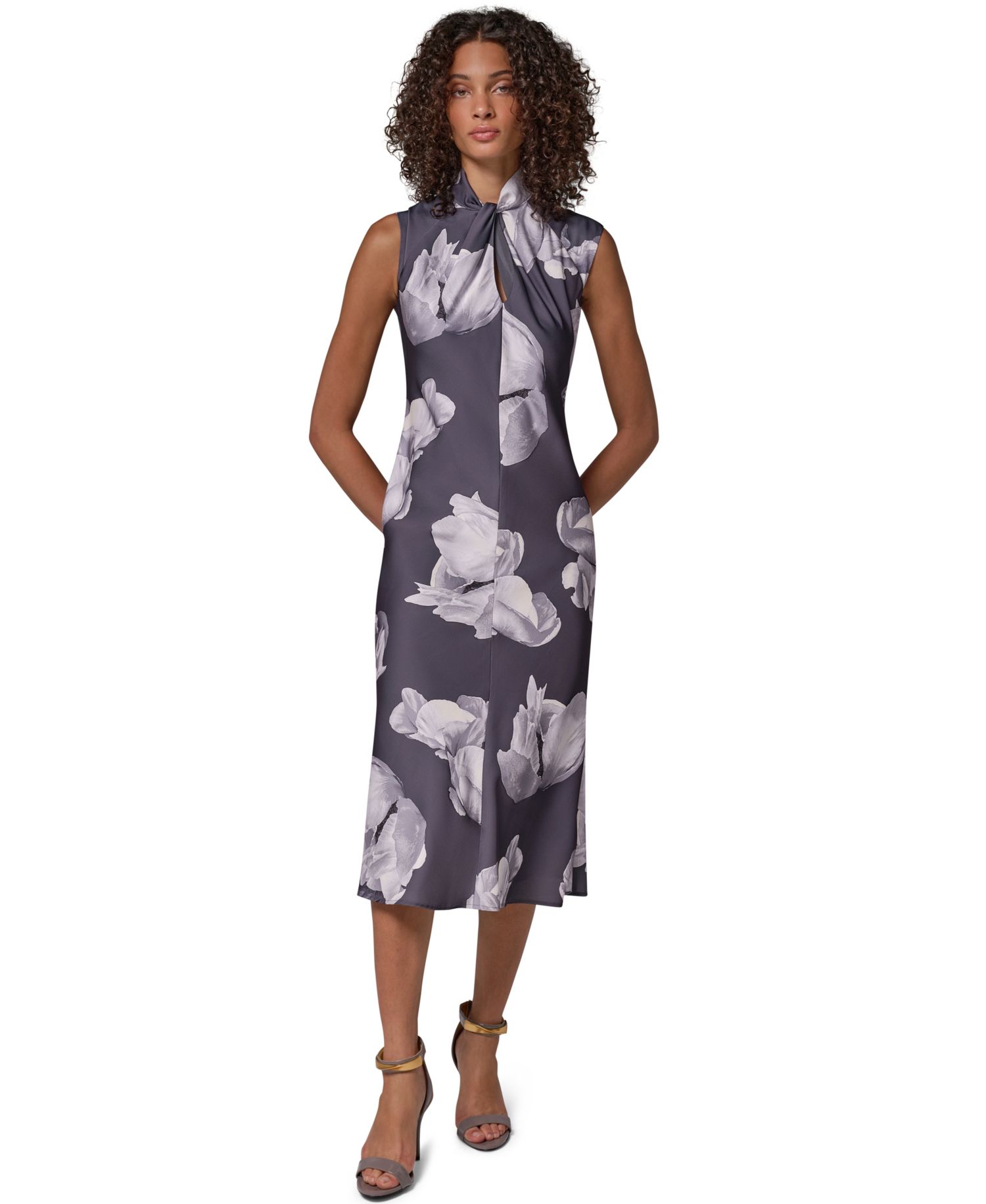 Women's Floral-Print Cap-Sleeve Midi Dress