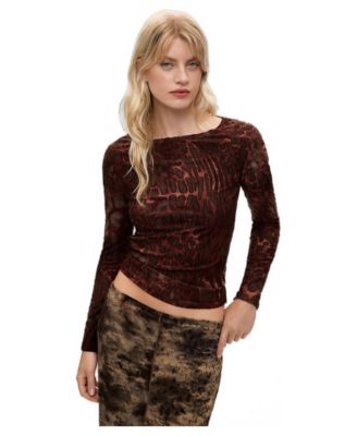 Women's Flocked Long-Sleeve Slim T-Shirt