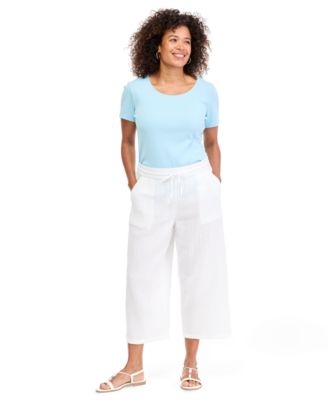 Women's Cotton Gauze Wide-Leg Pull-On Capris