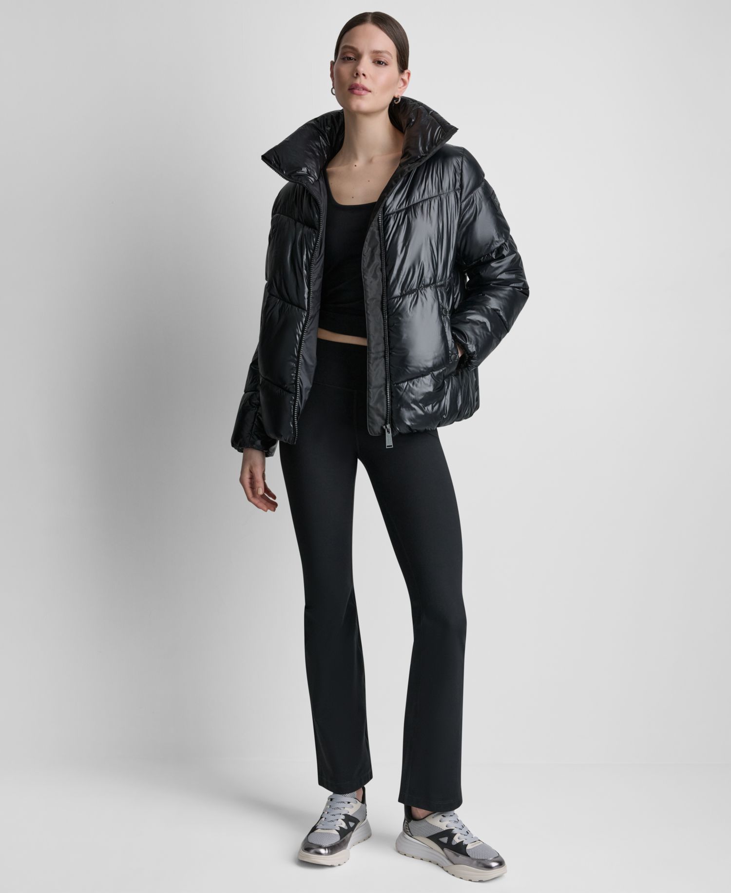 Women's Water-Resistant Quilted Puffer Jacket with Oversized Collar