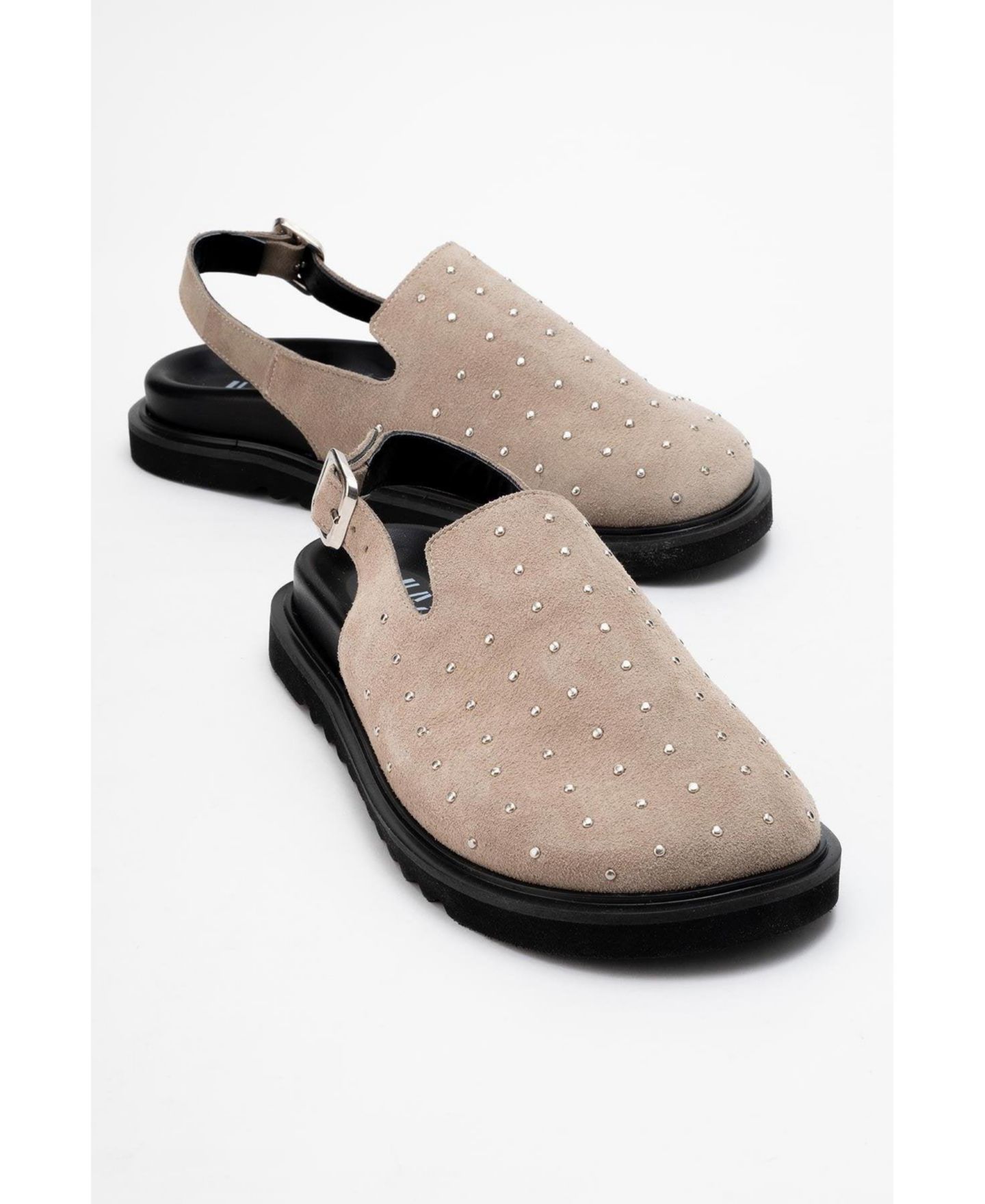 Женские сабо Forever & Always Shoes Our Leather Studded, цвет: Бежевый замшевый — фото 2