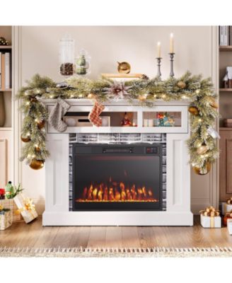 23" Electric Fireplace Insert Heater with Crystal, 3 Flame Colors 3 Brightness