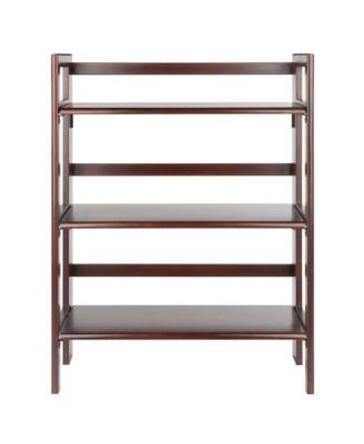 Folding 3-Shelf Bookcase, Solid Wood, Slim Fold Profile