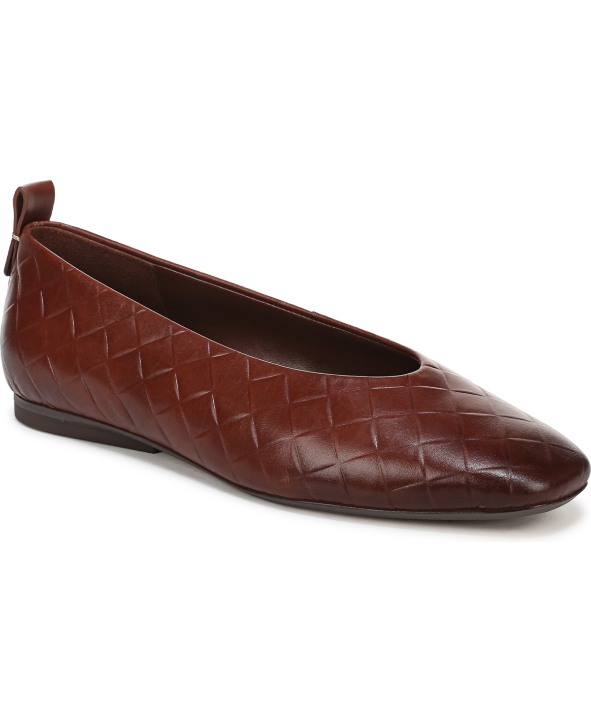 27 Edit Naturalizer Carla Square-toe Leather Ballet Flats In Dark Tan Leather