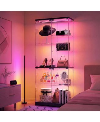7 Tier Display Cabinet with Glass Doors and LED Lights
