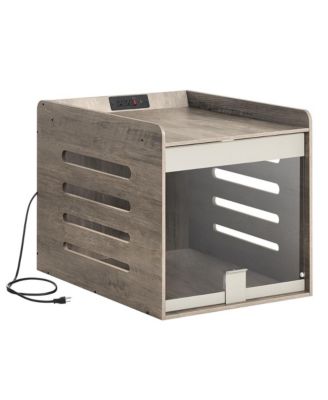 Dog Crate Furniture with Charging Station and Storage Cabinet