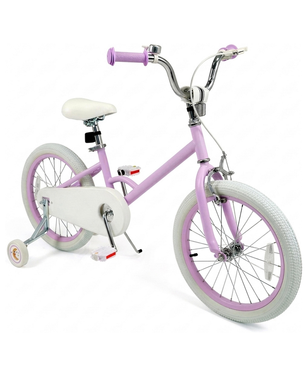 Sugift 18 Inch Kids Bike with Star and Moon Graphics and Quick-Release Seat, Up to 132 lbs, Ages 4-8 - Purple