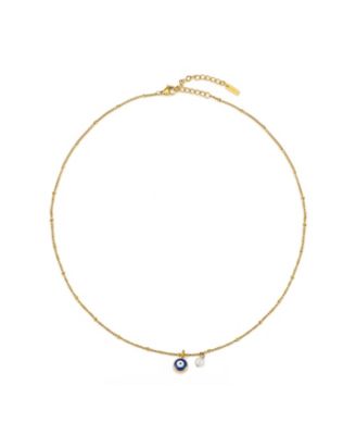 Freshwater Pearl Gold-Tone Evil Eye Necklace