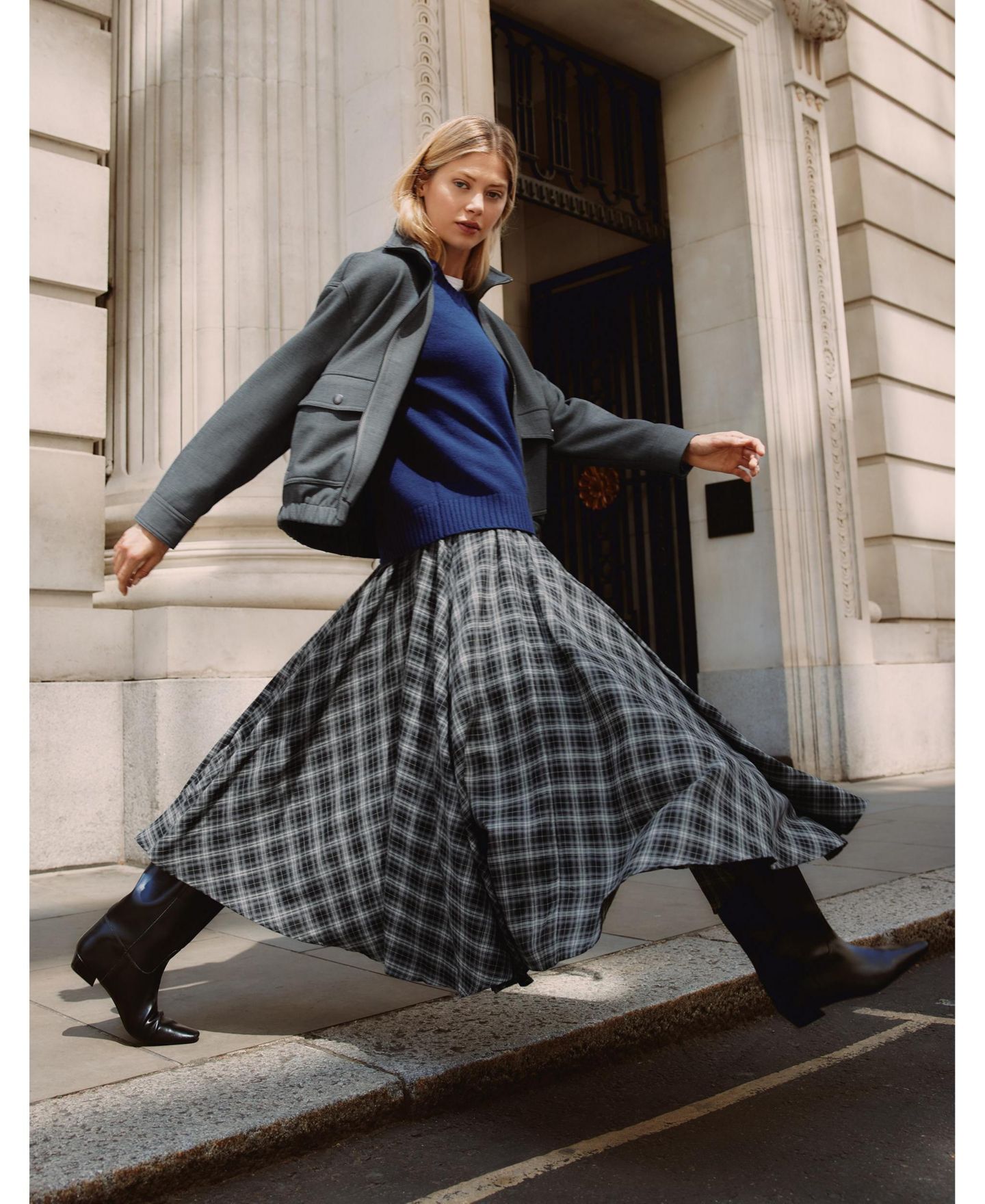 Женская юбка Albaray Plaid A-Line High-Waisted, цвет: Серый — фото 4