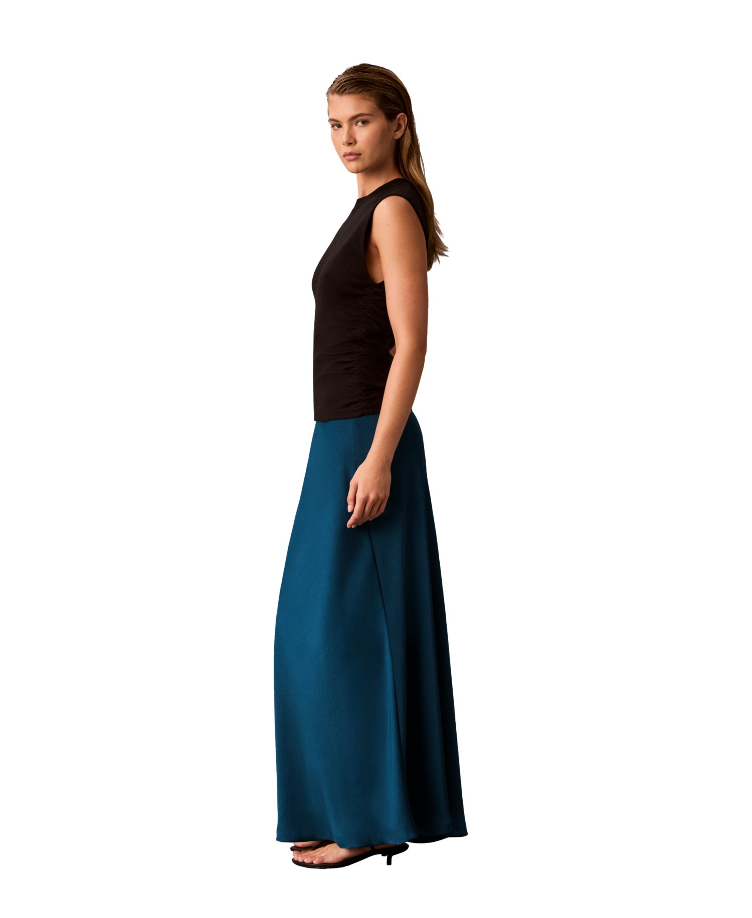 Petite Pull-On Satin Maxi Skirt