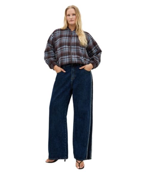 Женская куртка CITY CHIC Plus Size Mila Plaid Drop-Shoulder, цвет: Табачный клетчатый