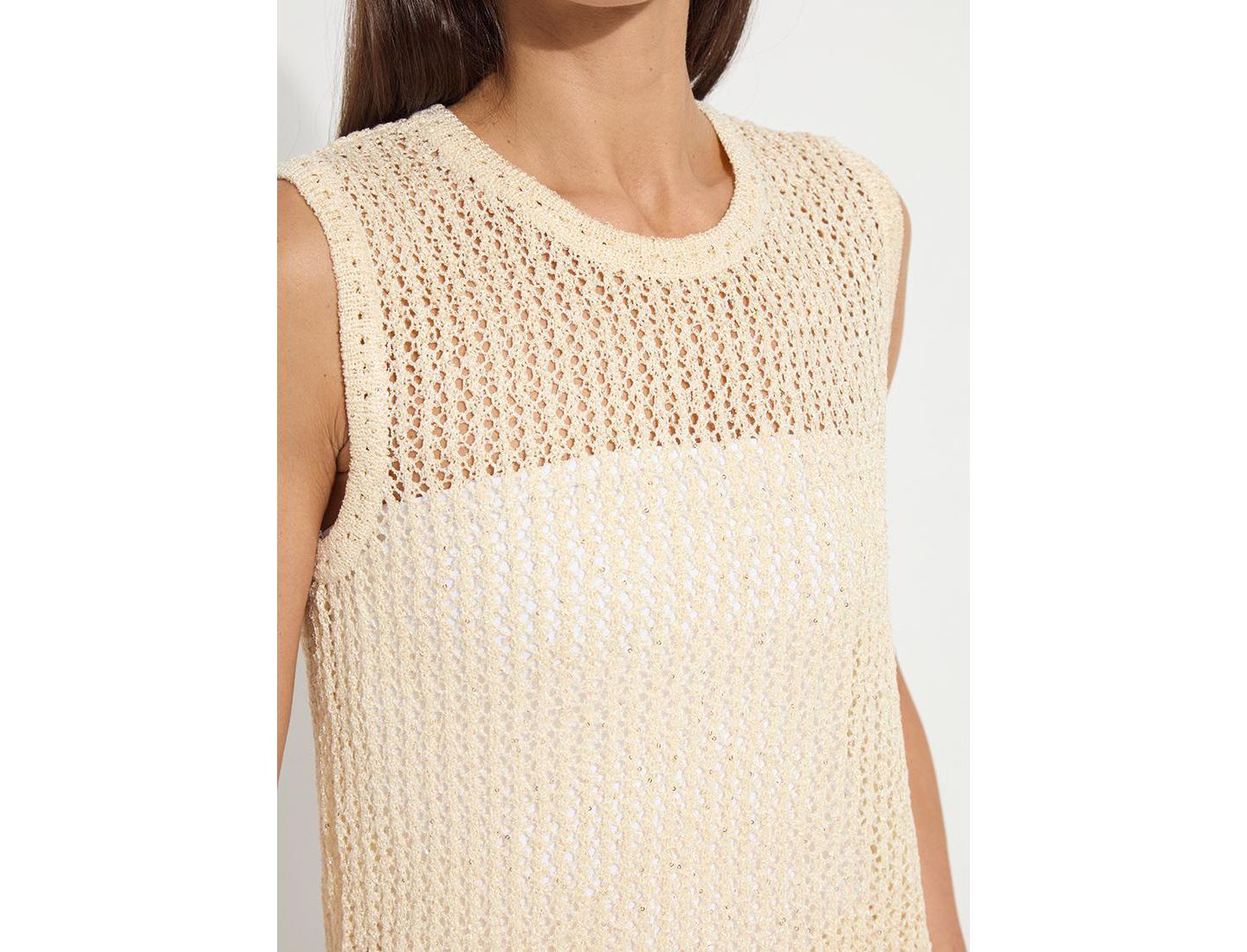 Женский топ LYSSE Avery Sequined Crocheted, цвет: Coco Sequins — фото 3
