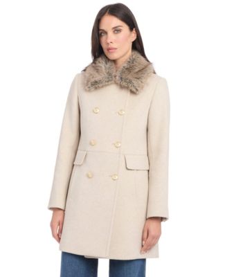 Women's Double-Breasted Wool Blend Military Coat