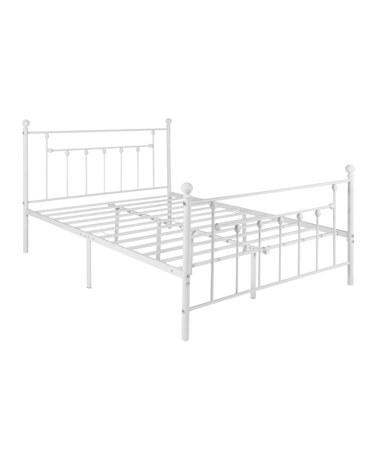 Slickblue Metal Platform Bed Frame with Vintage Style Headboard and Footboard