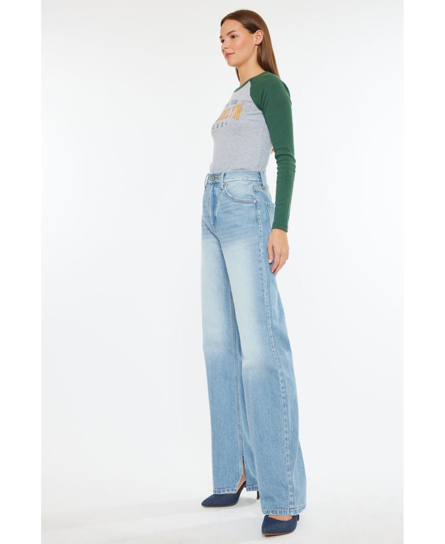 Women's Janna High-Rise Light-Wash Wide-Leg Jeans