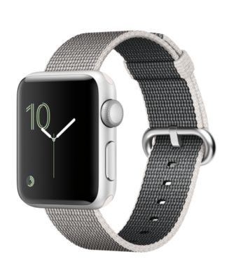 Apple Watch Series 2 38mm Silver-Tone Aluminum Case with Pearl Woven ...