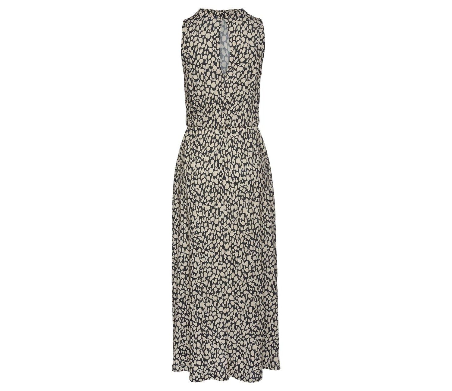 Women's Viscose Printed High Neck Ruffle-Trim A-Line Maxi Dress