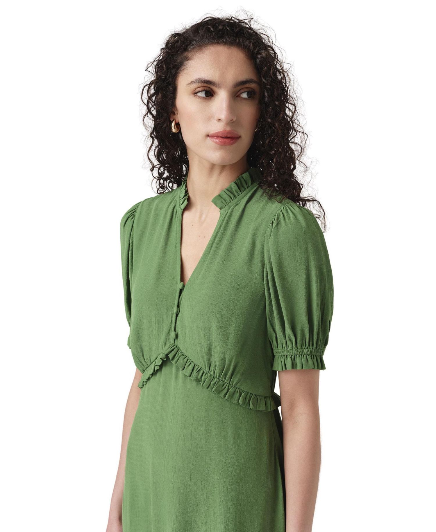 Women's Jolene Empire Waist Puff Sleeve V-Neck Midi Dress