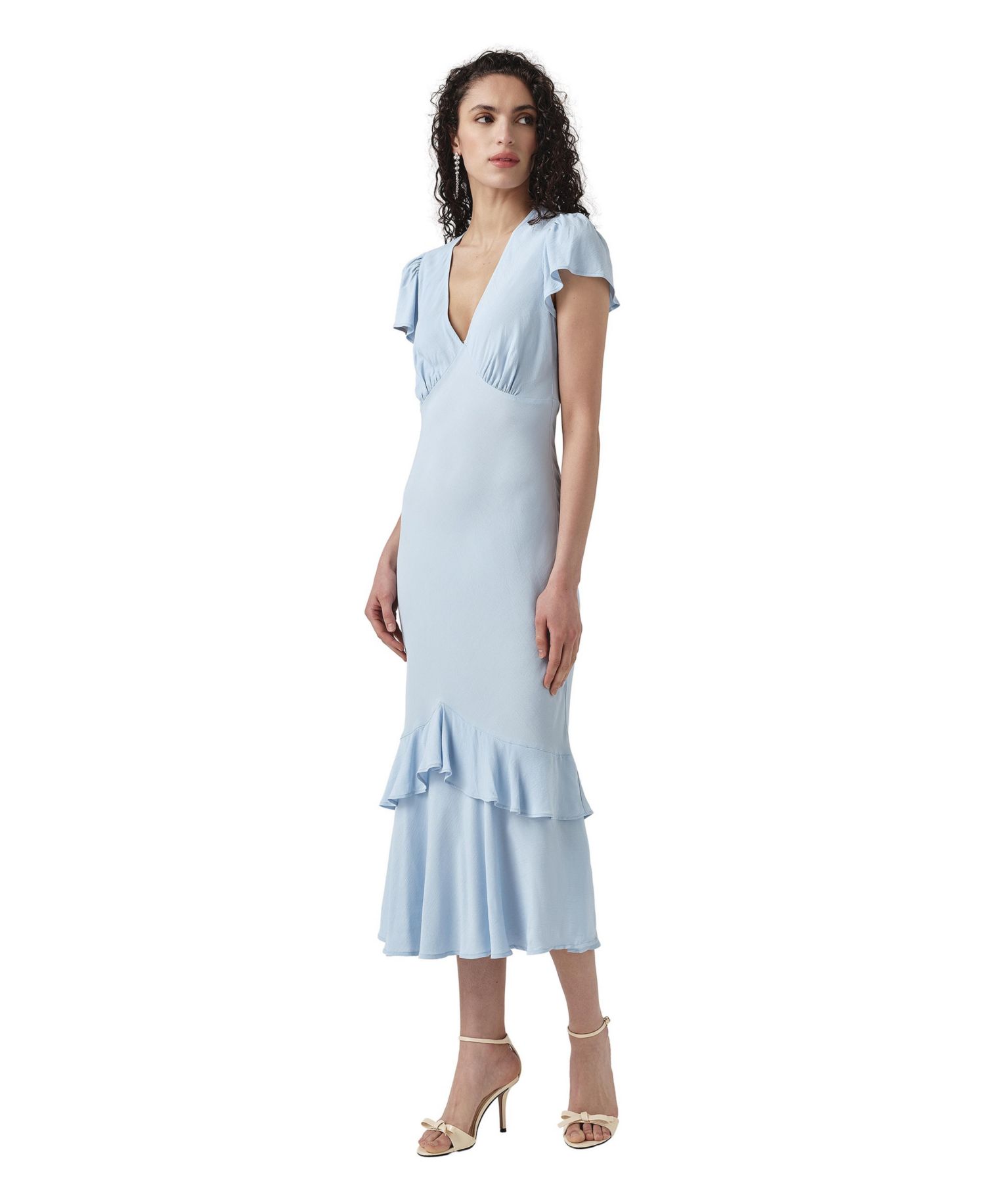 Women's Corinne Empire-Waist V-Neck Ruffled-Hem Midi Dress