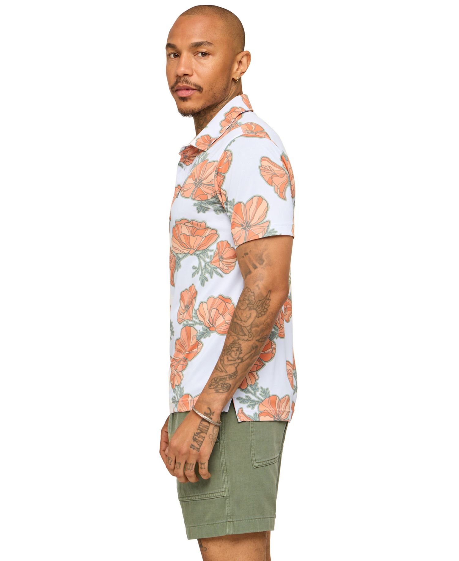 Men's The Great Grand Poppy Short-Sleeve Stretch Floral-Print Polo Shirt