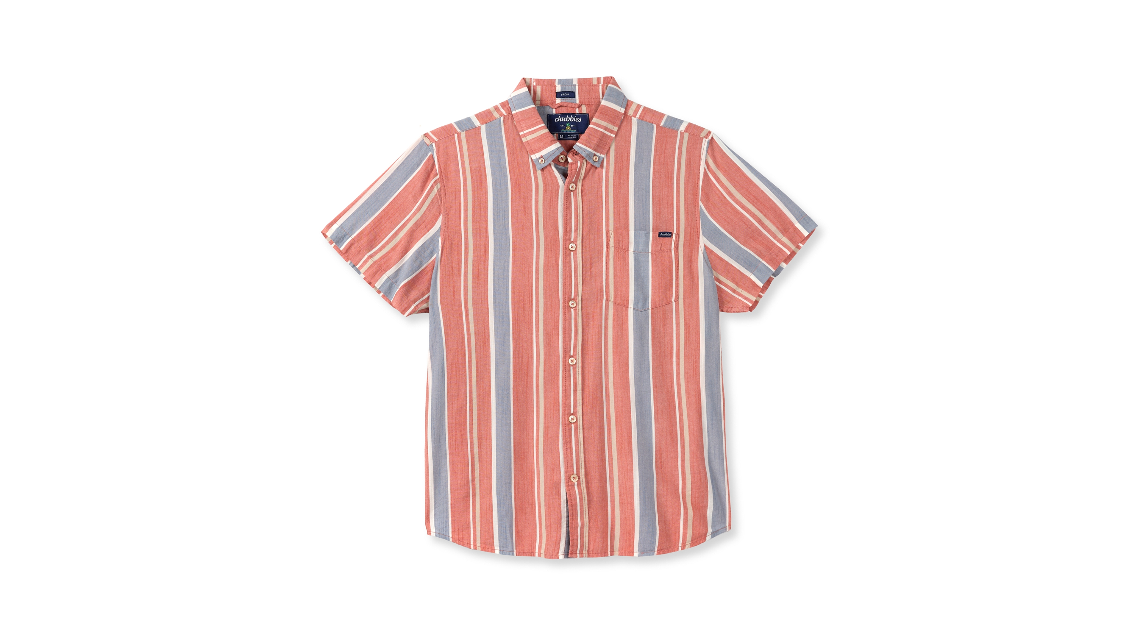 Chubbies Men's The Barnwood Striped Short-Sleeve Pocket Shirt - Rust