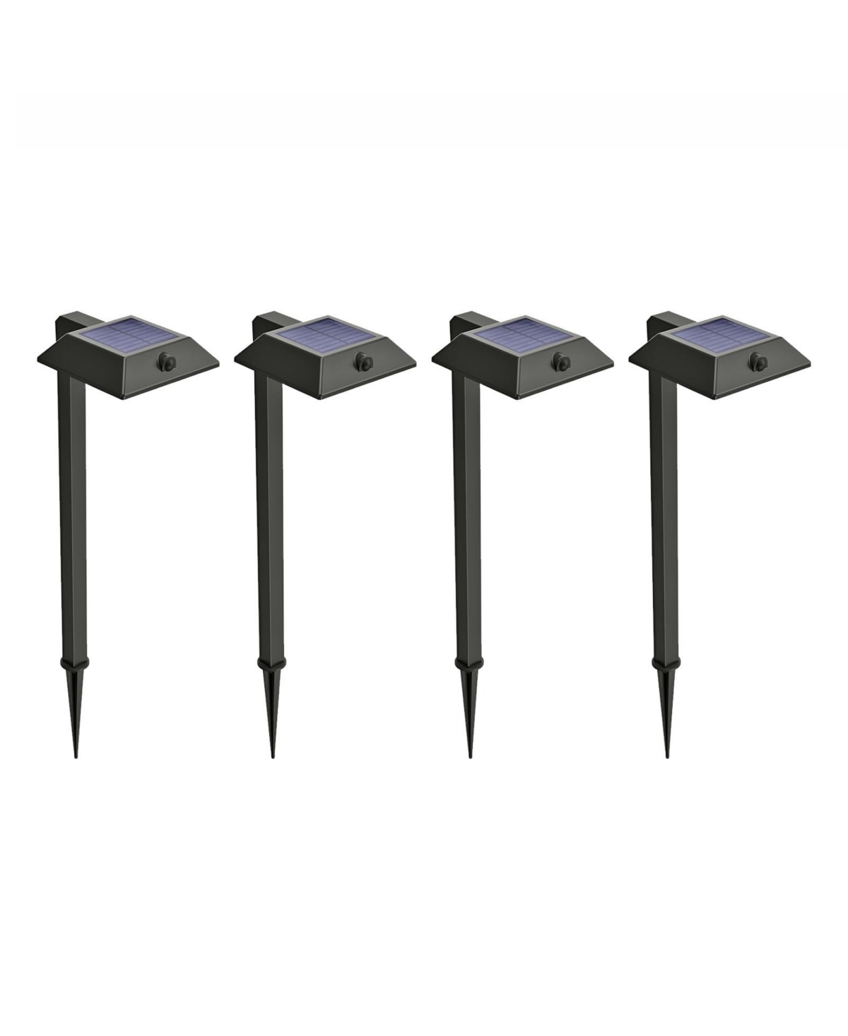 Home Zone Living Secure Linkable Solar Pathway Lights with Motion Sensor, 4-Pack - Black