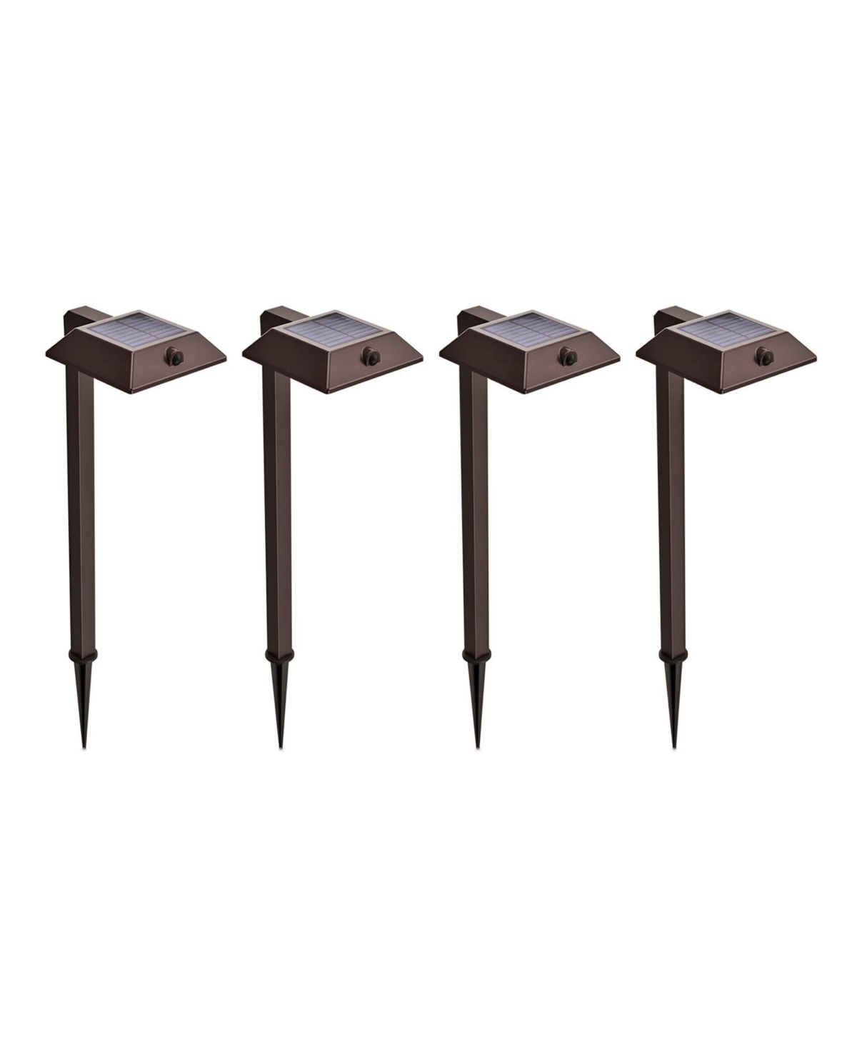 Home Zone Living Secure Linkable Solar Pathway Lights with Motion Sensor, 4-Pack - Brown