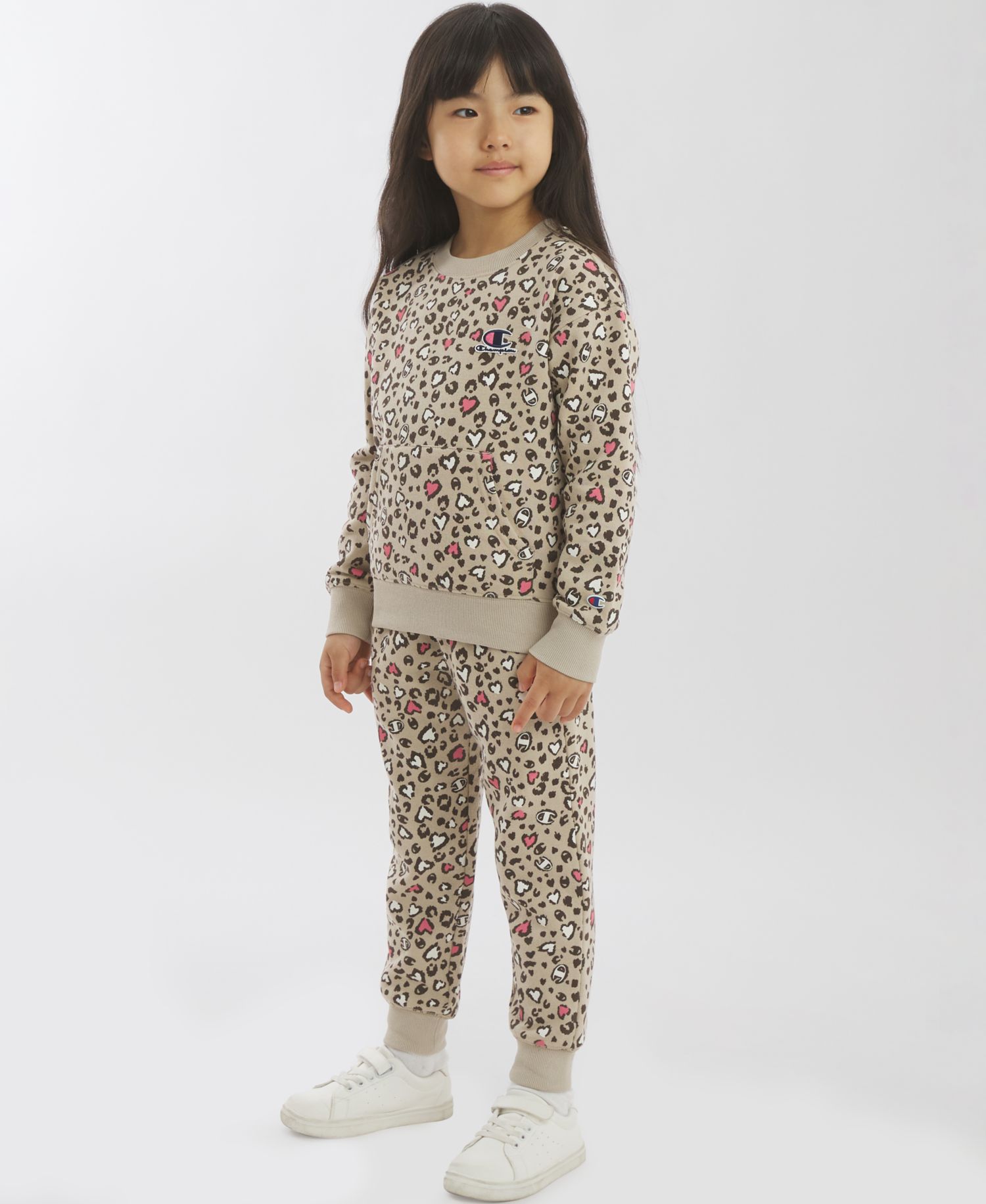 Girls' 4-6X Leopard-Print Sweatshirt and Joggers, 2-Piece Set