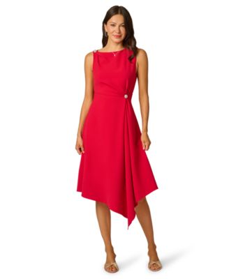 Women's Asymmetrical Draped Boat Neck Dress