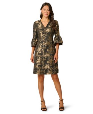 Petite Floral-Print A-Line V-Neck Dress