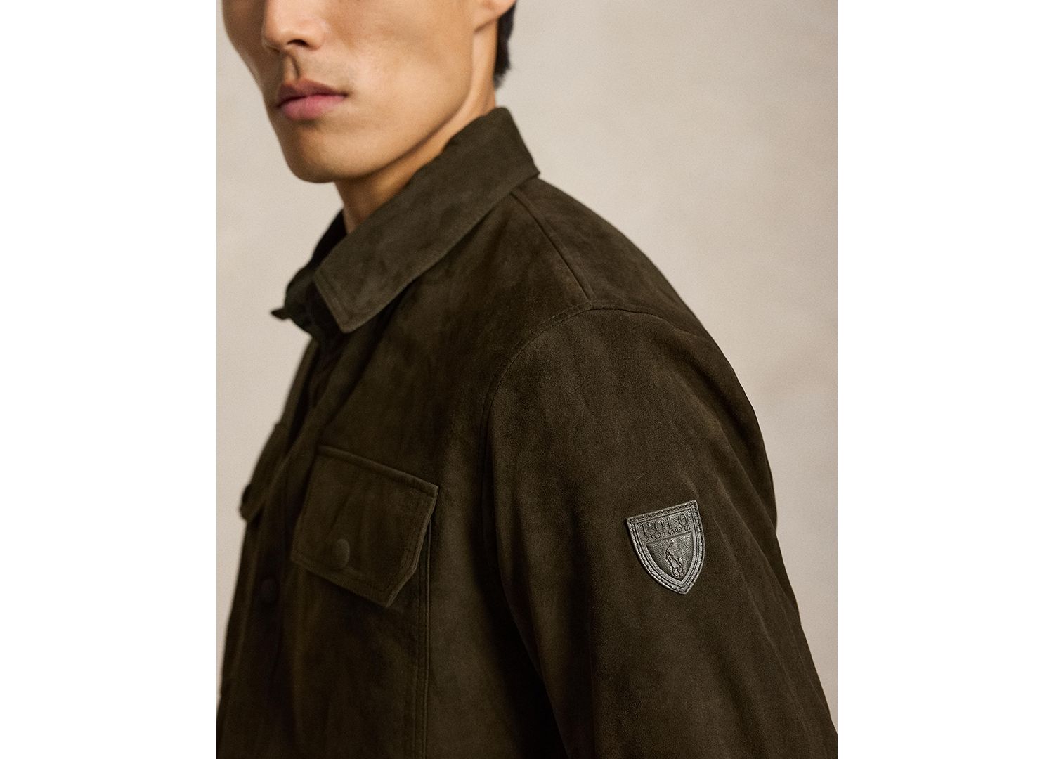 Reversible Suede-Taffeta Shirt Jacket