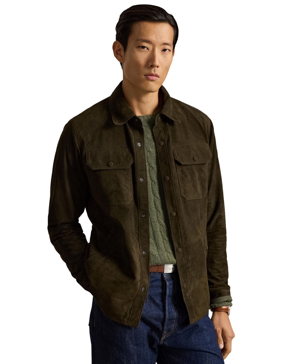Polo Ralph Lauren Men's Reversible Suede-Taffeta Shirt Jacket