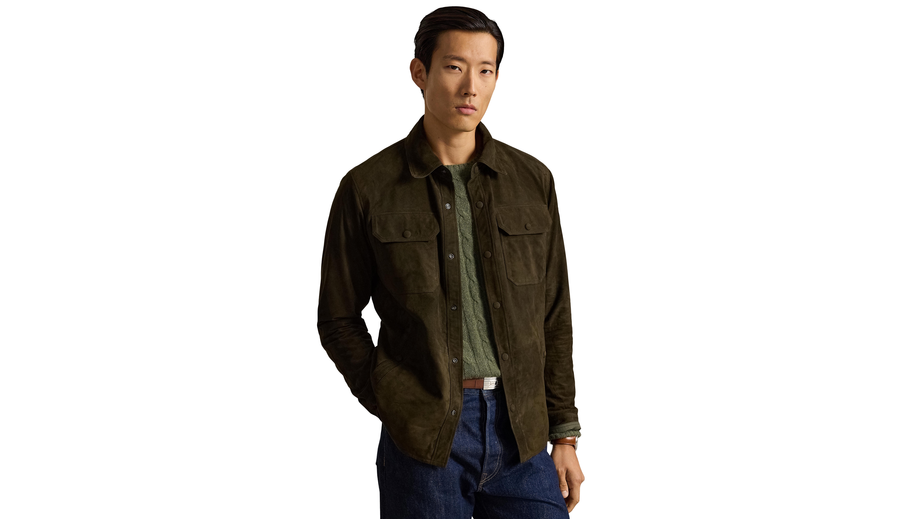 Polo Ralph Lauren Men's Reversible Suede-Taffeta Shirt Jacket