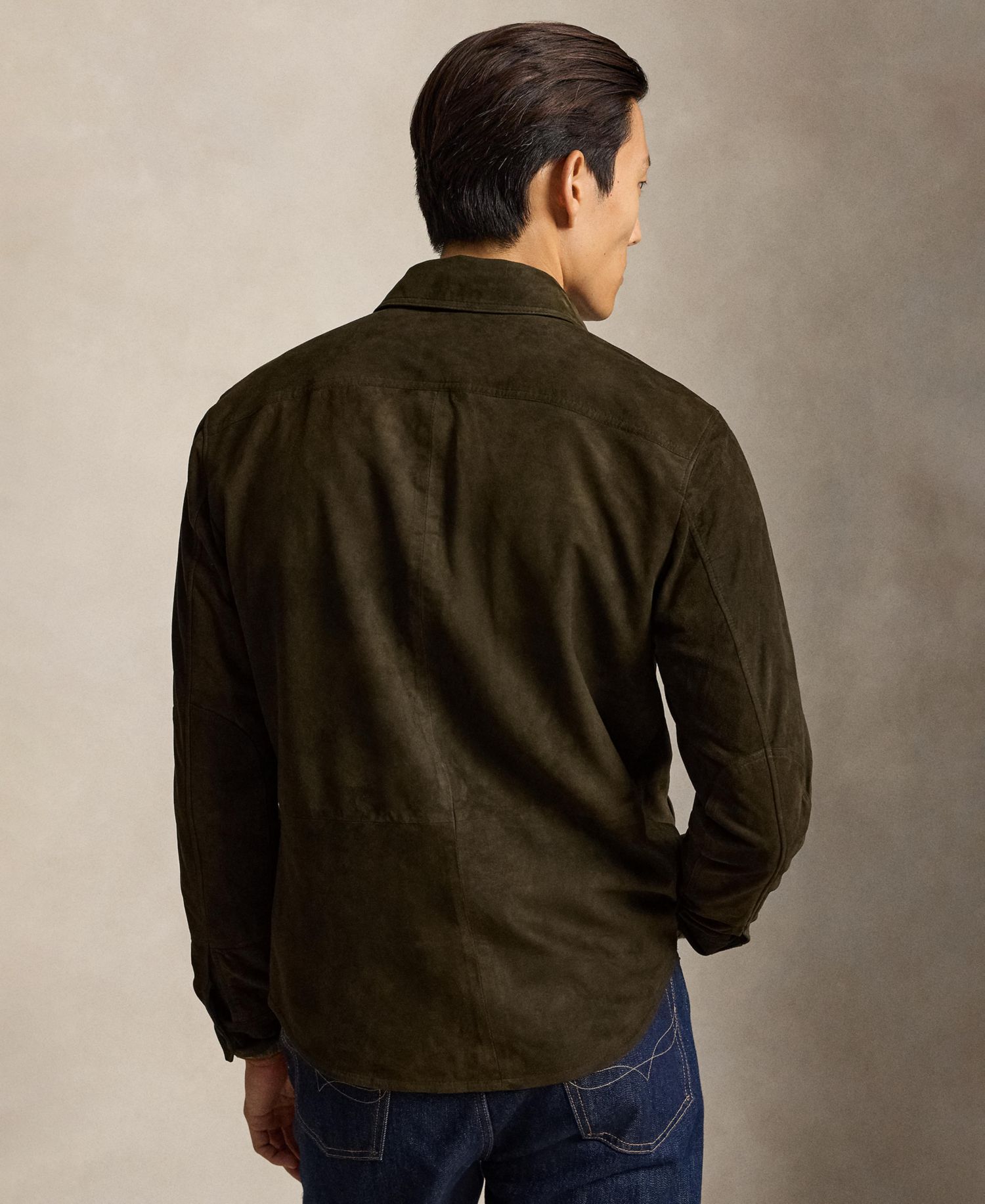 Reversible Suede-Taffeta Shirt Jacket