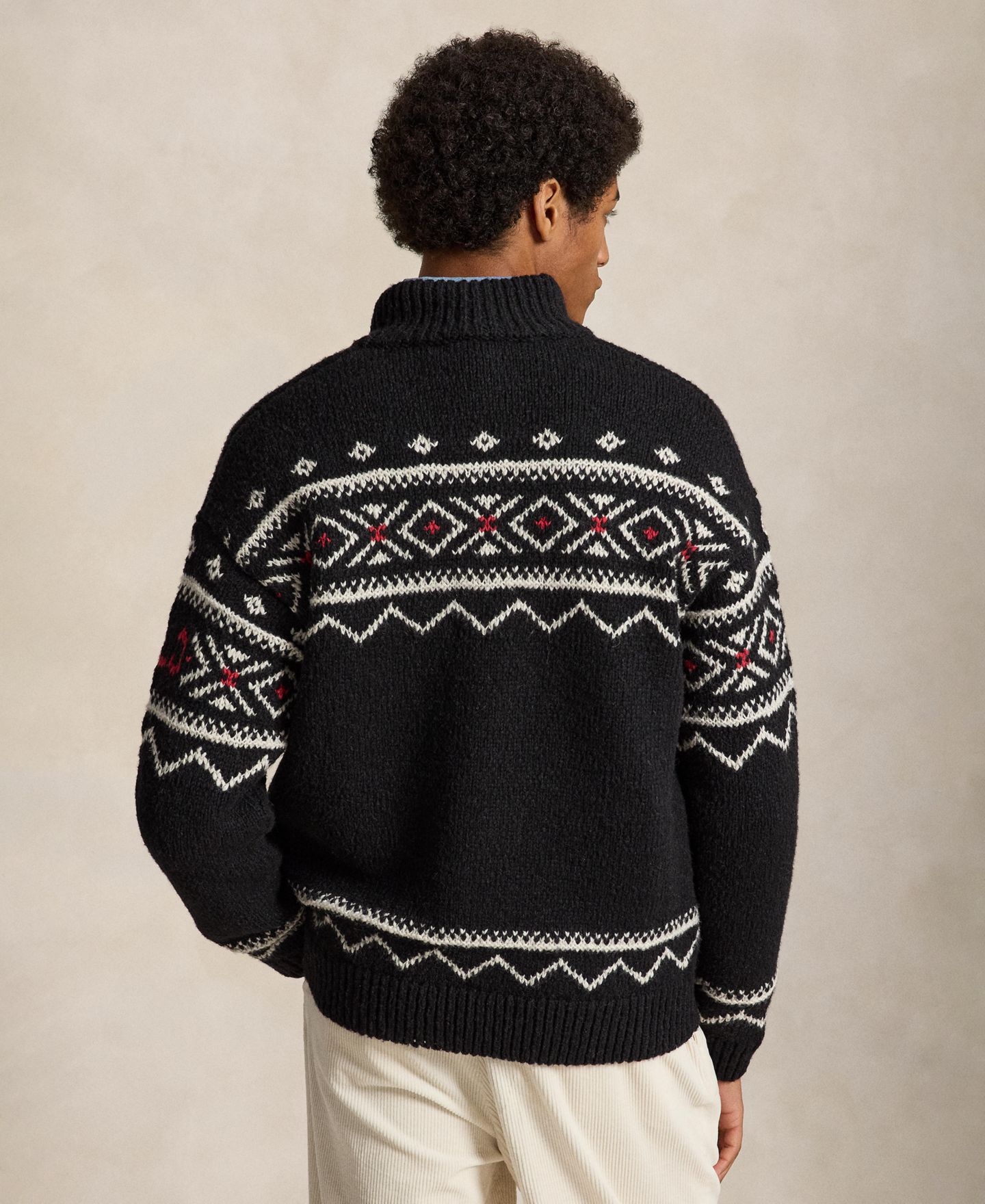 Мужской свитер Polo Ralph Lauren Fair Isle Quarter-Zip, цвет: Чёрный комбинированный — фото 5