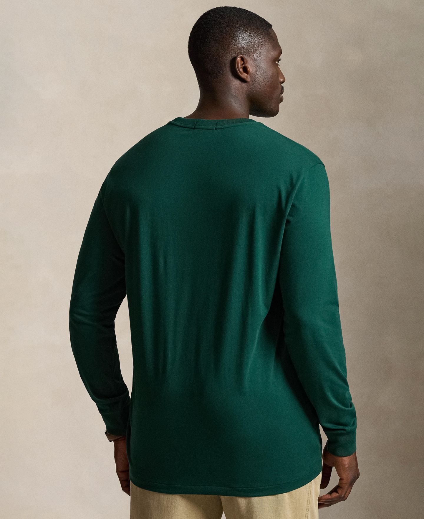 Мужская футболка Polo Ralph Lauren Big & Tall Plaid-Logo Long-Sleeve Graphic, цвет: Мох — фото 4