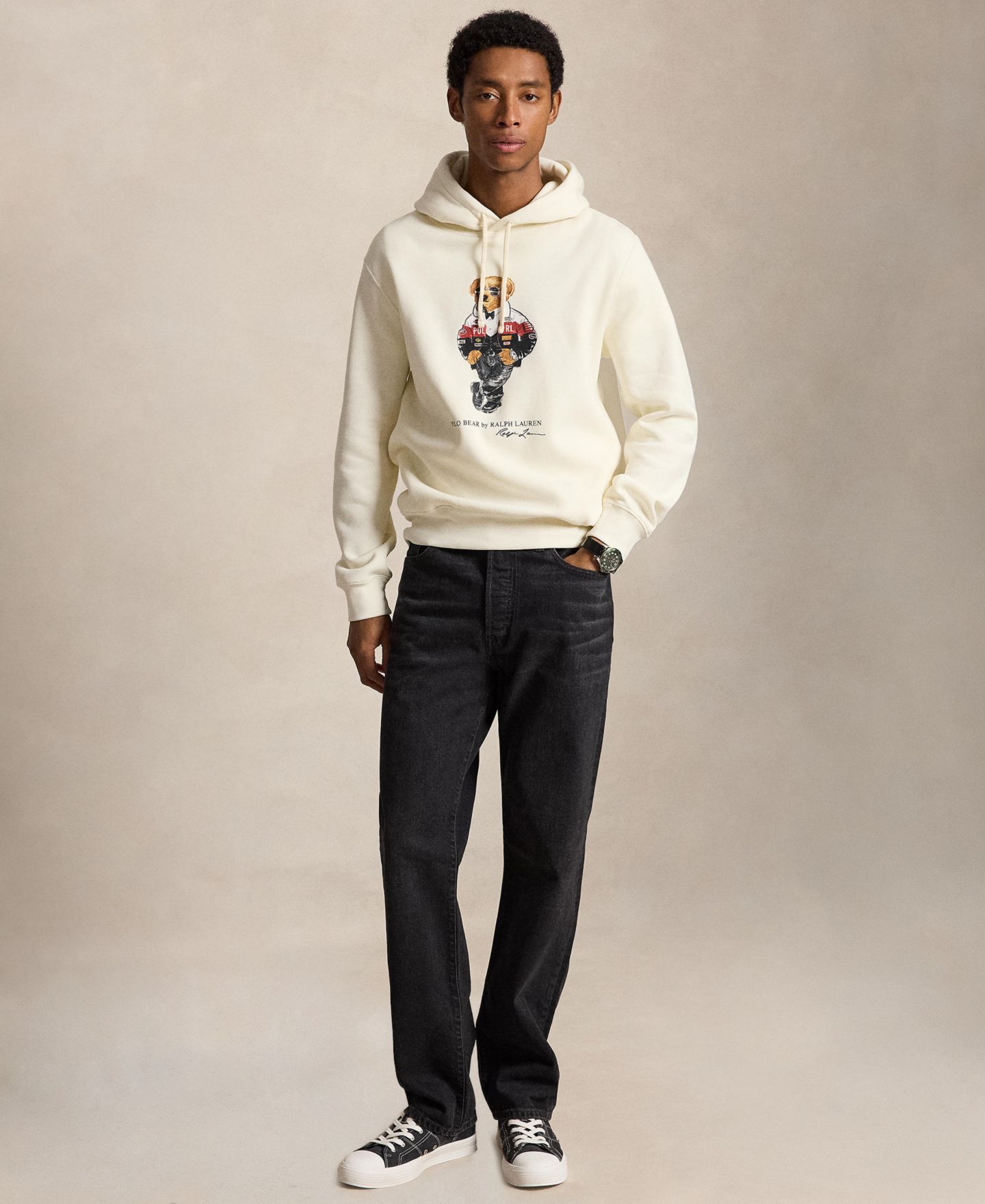 Мужское худи Polo Ralph Lauren Polo Bear Long-Sleeve Graphic, цвет: Кремовый — фото 2