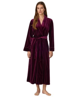 Women's Long-Sleeve Shawl-Collar Velvet Robe