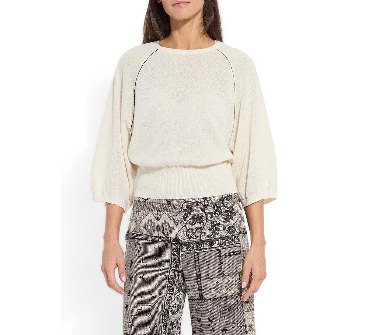 Lysse Women's Anabela Oversized Lightweight Raglan Long-Sleeve Linen-Cotton-Blend Sweater