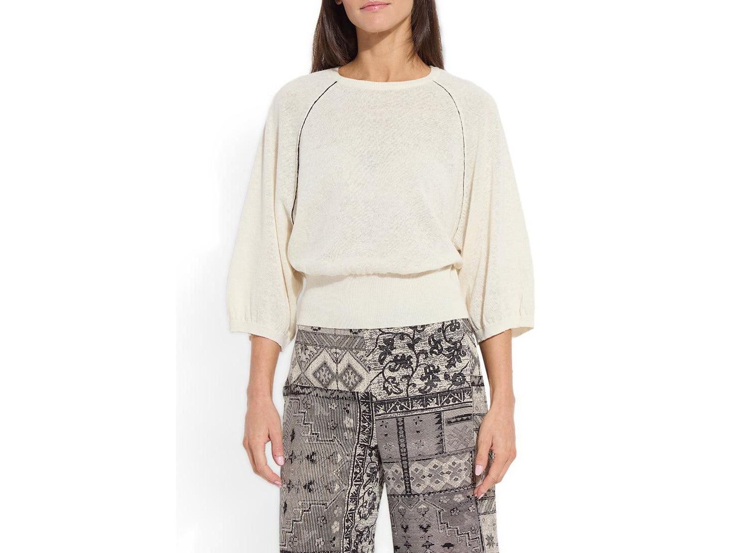 Women's Anabela Oversized Lightweight Raglan Long-Sleeve Linen-Cotton-Blend Sweater