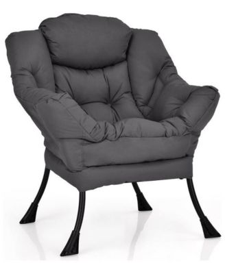 Modern Fabric Accent Chair with Cushioned Seat and Side Pocket