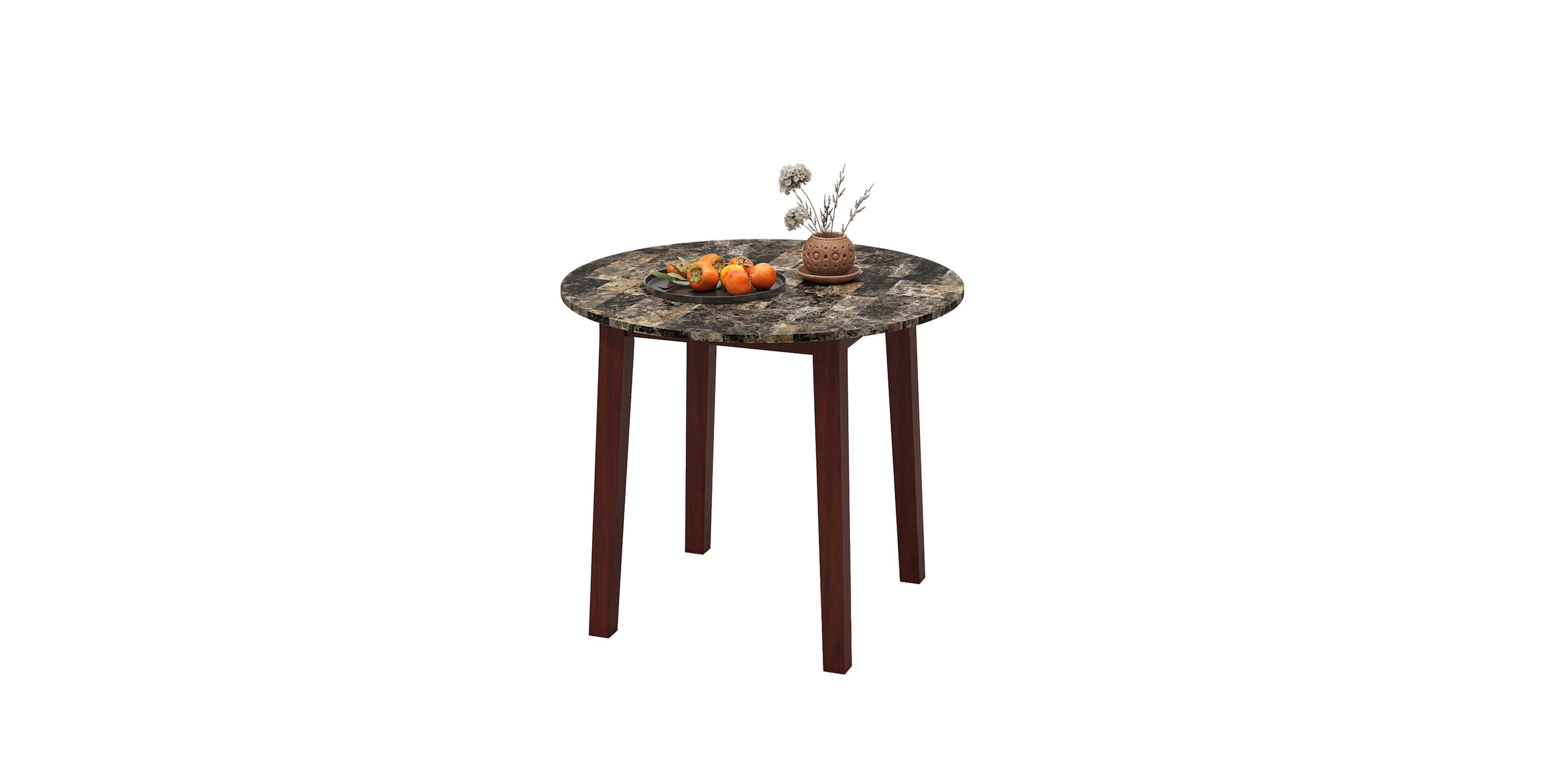 Mecale 35-Inch Round Dining Table with Marble-Textured Top