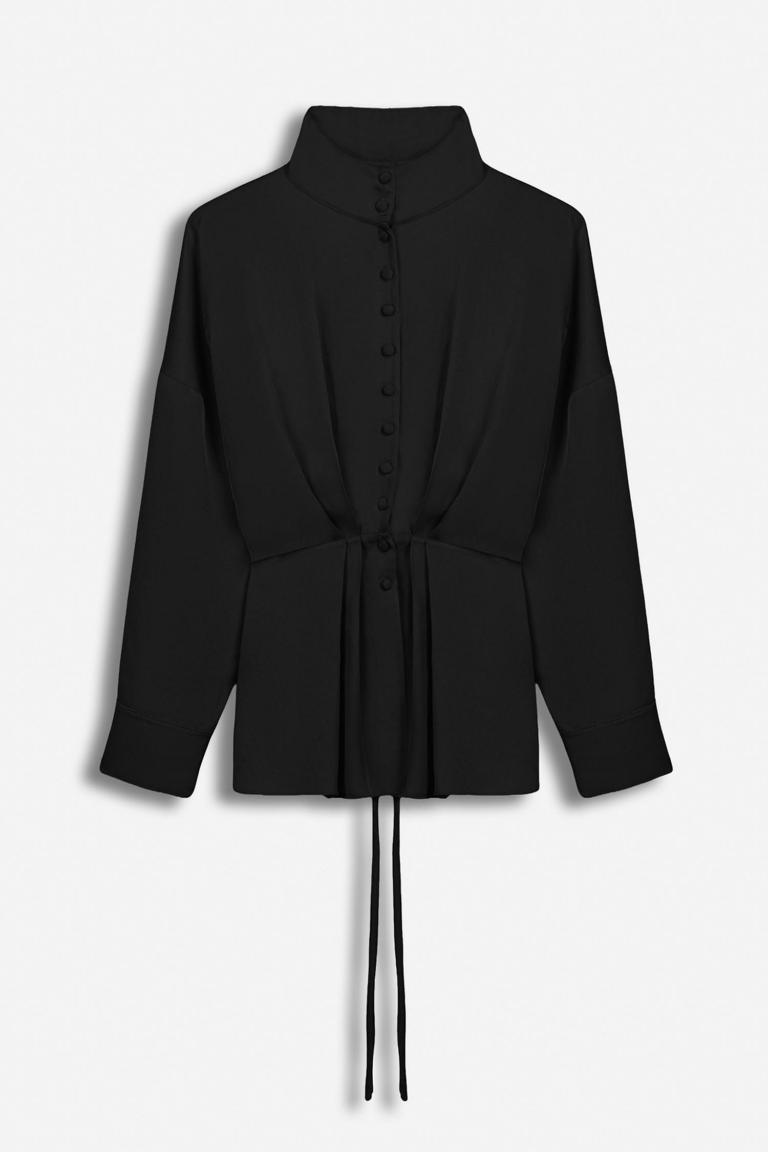 Women's Long-Sleeve Button-Up Tie-Detail Blouse