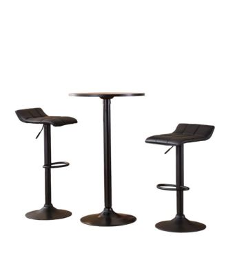 Belham Round Bar Table and 2 Swivel Adjustable Bar Stools