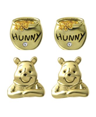 Crystal Gold-Tone Winnie the Pooh Stud Earrings, 2-Piece Set