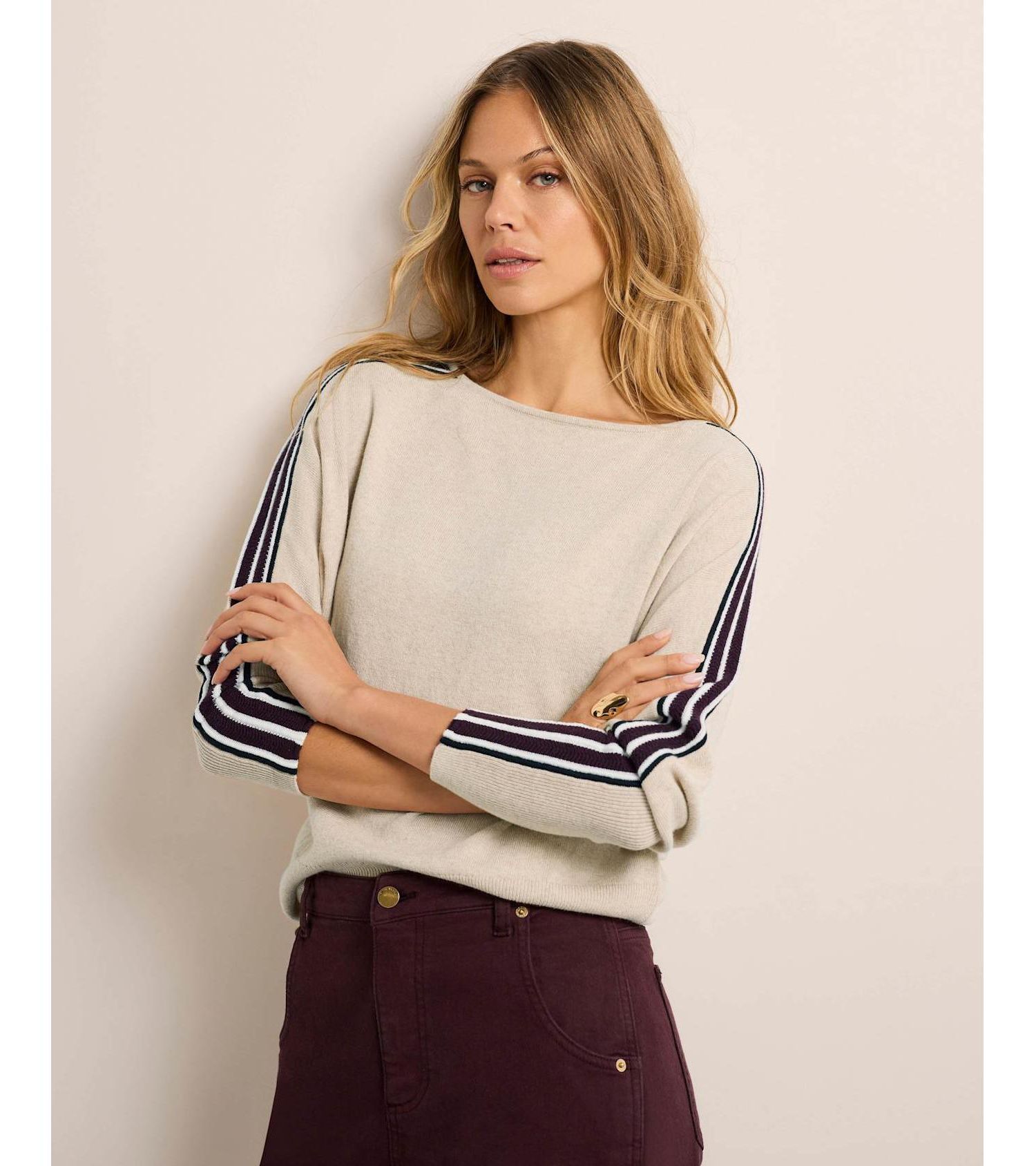 Women's Cotton-Blend Batwing Sweater