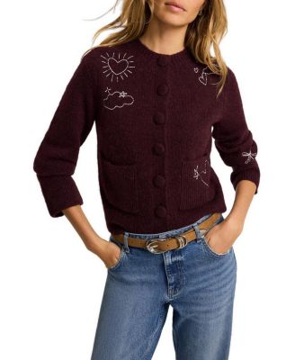 Women's Crewneck Embroidered Cardigan