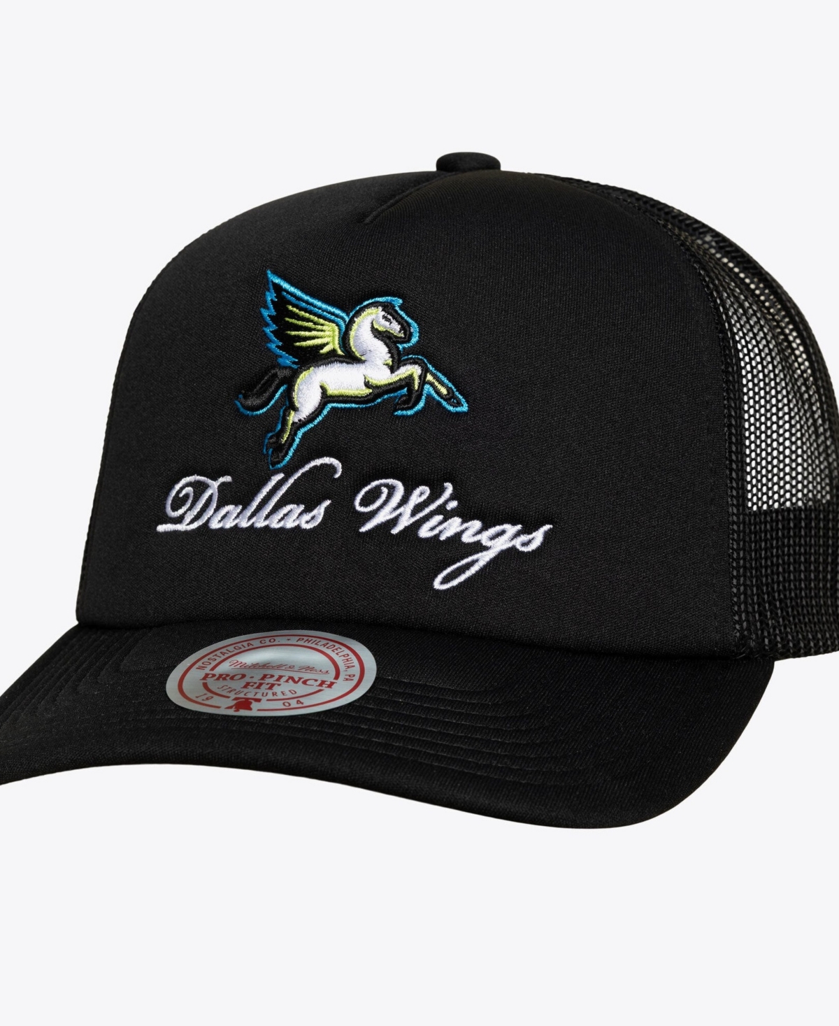 Mitchell & Ness Men's and Women's Black Dallas Wings Script Pro Pinch Adjustable Trucker Hat