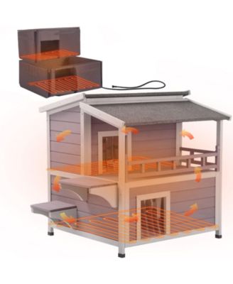 2 Story Outdoor Heated Cat House with Removable Insulation Liner